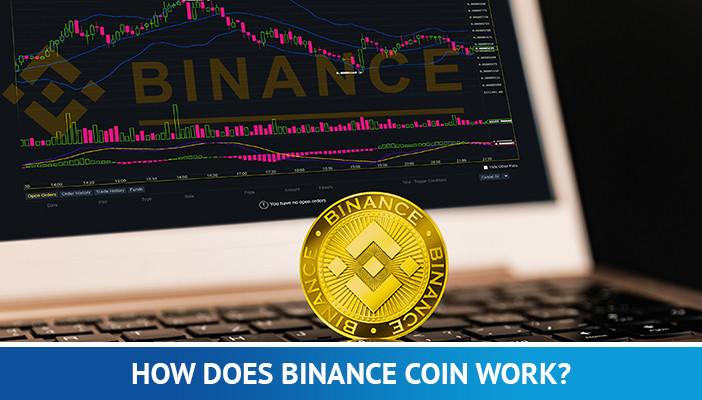 moeda binance na frente de um laptop com gráfico