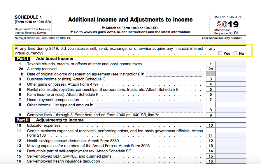 Pergunta sobre criptomoeda em 1040